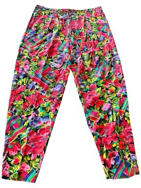 Boom NWT vintage floral print geometric drawstring pants